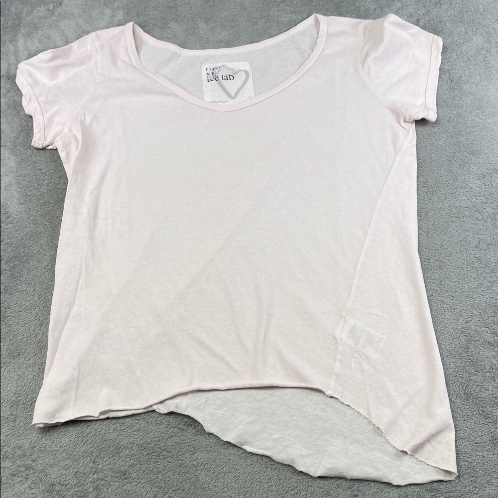 NEW Frank & Eileen‎ S 100% Cotton Tee Lab Short Sleeve Light Pink Asymmetrical T